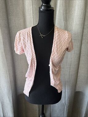 J. Crew Cream Knit Top with Soft Coral Anchors